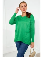 Sveter s prednými vreckami jasne zelená