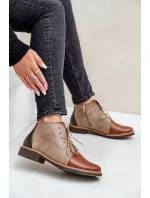 Kožené Botky Na Plochém Podpatku Hnědé Zazoo model 21679956 - NOBO