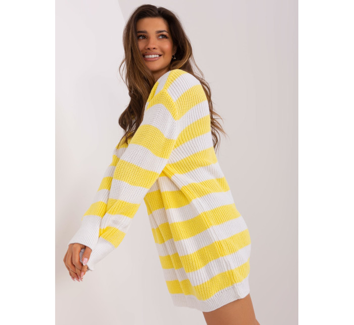 Žltý a ecru dlhý oversize sveter