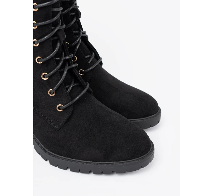 Praktické dámske členkové topánky čierna platforma Praktické dámske členkové topánky čierna platforma