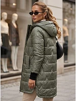 Dámska prešívaná prechodová bunda s kapucňou, zelená, FashionStreet TY5789 Dámska prešívaná prechodová bunda s kapucňou, zelená, FashionStreet TY5789