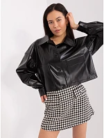 Krátká černá dámská bunda z imitace kůže model 20970138 - Factory Price Krátká černá dámská bunda z imitace kůže model 20970138 - Factory Price