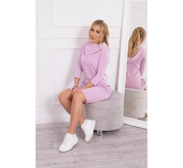 Šaty s kapucňou a vreckami fialové