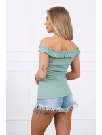 Španielska blúzka s volánikmi tmavo mätová Španielska blúzka s volánikmi tmavo mätová