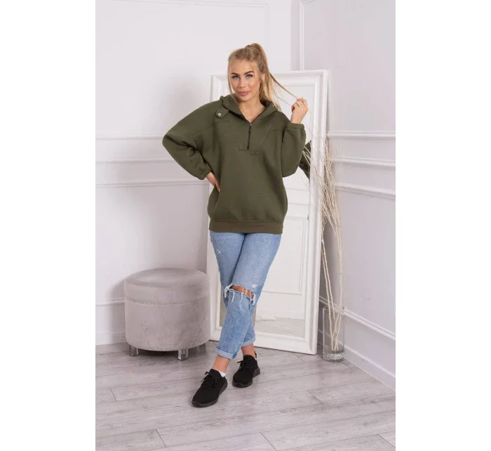 Khaki mikina s kapucňou