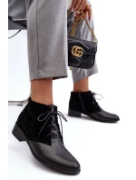 Modne Damskie Sznurowane Botki Czarne Kefora Modne Damskie Sznurowane Botki Czarne Kefora