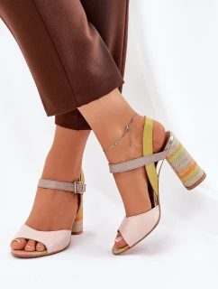 Kožené elegantní sandály na podpatku model 21690027 Multikolor - Laura Messi
