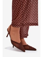 Kožené sandály s pletením na hnědé model 21919237 - Boto