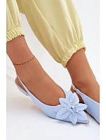 Dámské sandály na ploché podrážce s květem modré model 22102837 - Boto