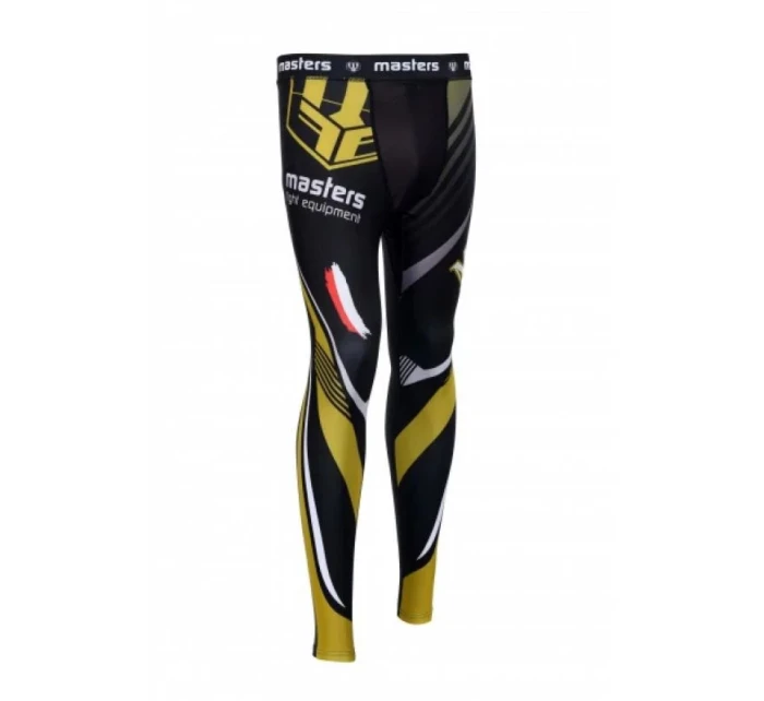 Pánske športové tréningové legíny Dl-MMA 061256-M - Čierne so žltou zmesou - Masters