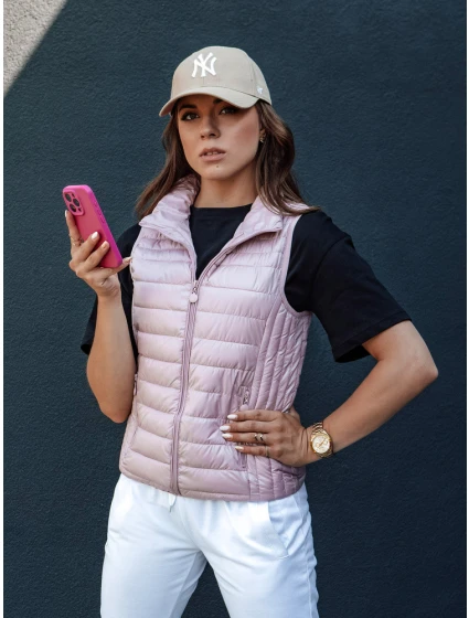 Dámská prošívaná vesta se stojáčkem růžová Dstreet model 21979314 - FashionStreet