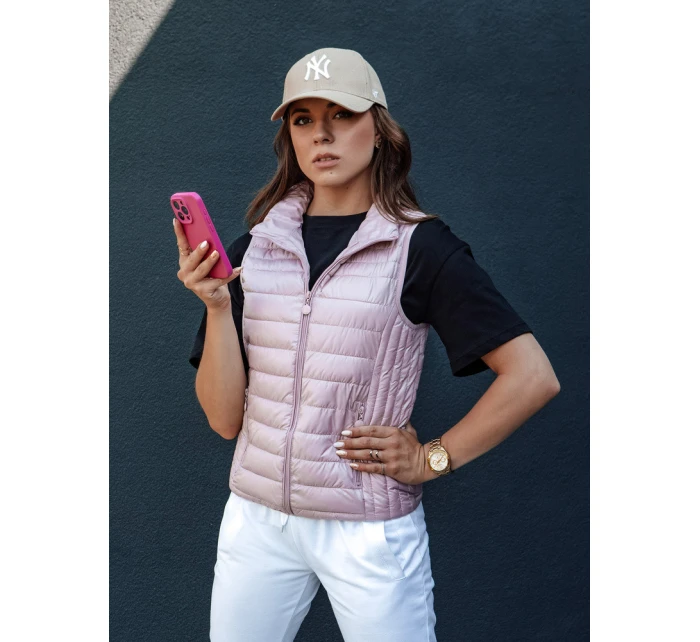 Dámská prošívaná vesta se stojáčkem růžová Dstreet model 21979314 - FashionStreet