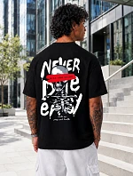 Pánske bavlnené tričko nadmernej veľkosti s čiernou potlačou FashionStreet NX4008R