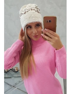 Dámska čiapka Kira K374 ecru+brown