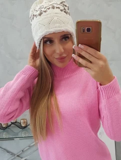 Dámska čiapka Kira K374 ecru+brown