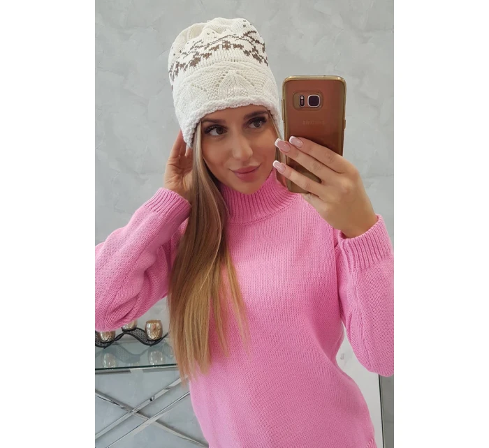 Dámska čiapka Kira K374 ecru+brown Dámska čiapka Kira K374 ecru+brown
