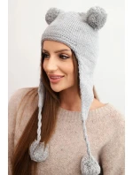 Dámská zimní čepice vlněná s ušanka šedá model 21753183 - K-Fashion Dámská zimní čepice vlněná s ušanka šedá model 21753183 - K-Fashion