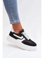 Dámské tenisky na platformě z eko semiše Černé Cadrina