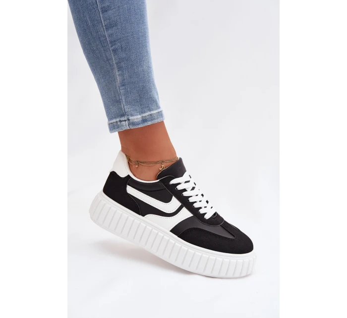 Dámské tenisky na platformě z eko semiše Černé Cadrina