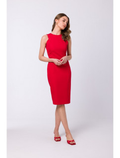 model 18360310 Pouzdrové šaty bez rukávů červené - STYLOVE