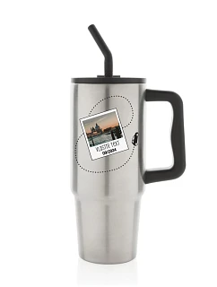Personalizovaná nerezová termoska s farebným viečkom s fotografiou a cestovateľským motívom