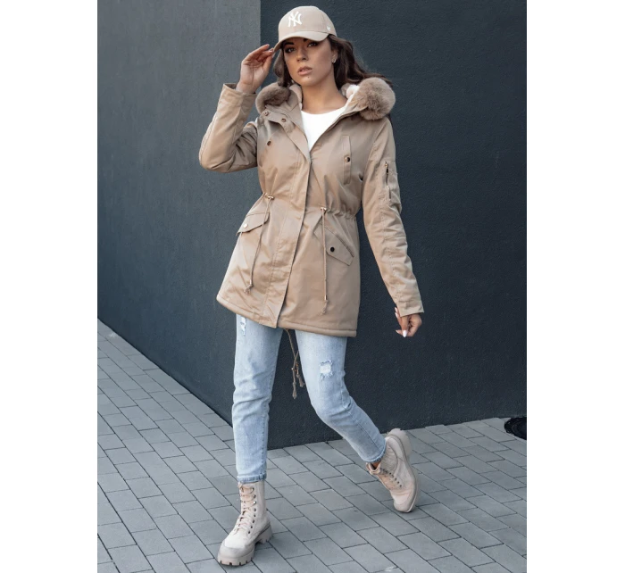 Dámská zimní bunda parka s kožešinou béžová Dstreet model 21979832 - FashionStreet