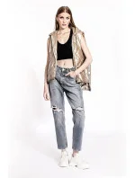 Lesklá béžová dámska vesta (AG3-02)