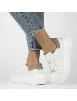 Dámské kožené polobotky na platformě bílé model 21960298 - FILIPPO