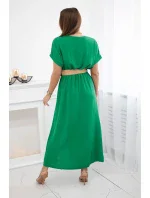 Dlhé šaty s ozdobným pásom zelené