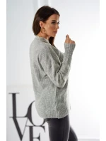 Svetr model 18970343 přes hlavu s módní vazbou šedý - K-Fashion Svetr model 18970343 přes hlavu s módní vazbou šedý - K-Fashion