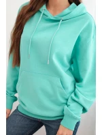 Dámska mikina s kapucňou a klokankou z bavlnenej mäty