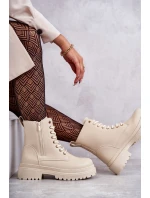 Dámske zateplené kožené čižmy Dorchen light beige