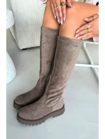 Zateplené dámské kozačky na platformě Big Star OO274722 béžové Zateplené dámské kozačky na platformě Big Star OO274722 béžové