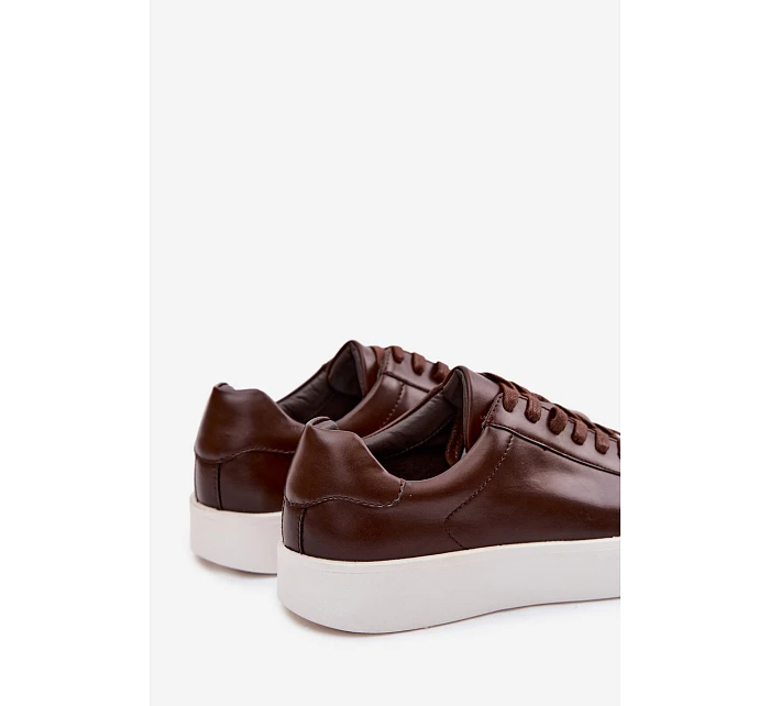 Pánské tenisky z eko kůže tmavě hnědé Velton