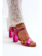 kožené sandály na vysokém podpatku fuchsie model 21666833 - Boto kožené sandály na vysokém podpatku fuchsie model 21666833 - Boto