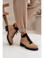 Niskie Botki Damskie Ocieplane Z Eko Skóry Beżowe Erisabelle Niskie Botki Damskie Ocieplane Z Eko Skóry Beżowe Erisabelle