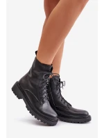 Skórzane Botki Workery Ocieplane Na Zamek Czarne Elosie Skórzane Botki Workery Ocieplane Na Zamek Czarne Elosie