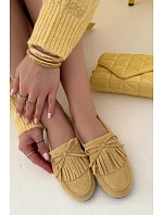Dámské mokasíny s třásněmi Žluté model 21915094 - Boto