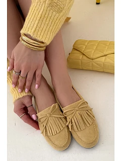 Dámské mokasíny s třásněmi Žluté model 21915094 - Boto