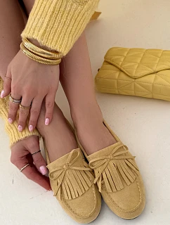 Dámské mokasíny s třásněmi Žluté Janelisse