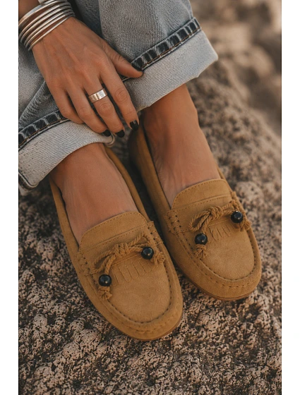 Dámské Mokasíny Ploché S Mašlí A  Camel model 22215897 - Boto