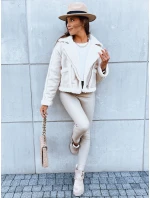 Dámska kožená bunda PLAYDIVA light beige FashionStreet TY3852 Dámska kožená bunda PLAYDIVA light beige FashionStreet TY3852