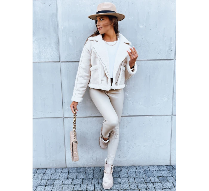 Dámska kožená bunda PLAYDIVA light beige FashionStreet TY3852 Dámska kožená bunda PLAYDIVA light beige FashionStreet TY3852