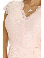 316-10 Čipkované šaty s krátkymi rukávmi a výstrihom - BRUSSWIN