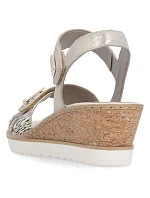 Dámské zlaté kožené sandály na platformě Remonte by Rieker R6266-90