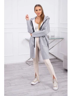 Zateplená mikina s dlhším chrbtom šedá