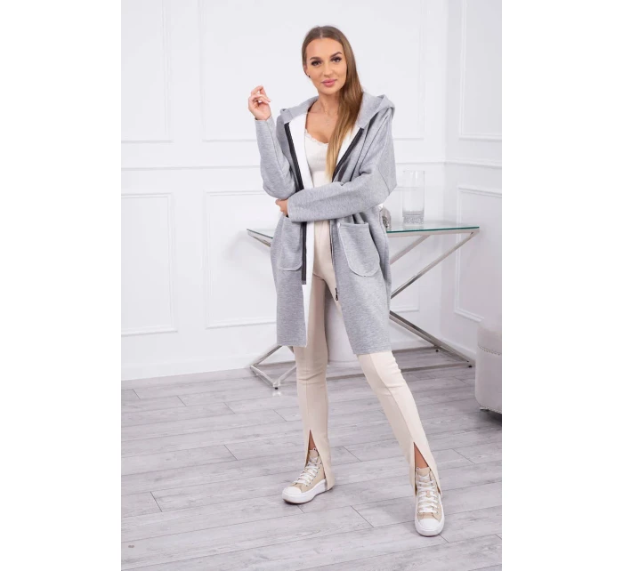 Zateplená mikina s dlhším chrbtom šedá