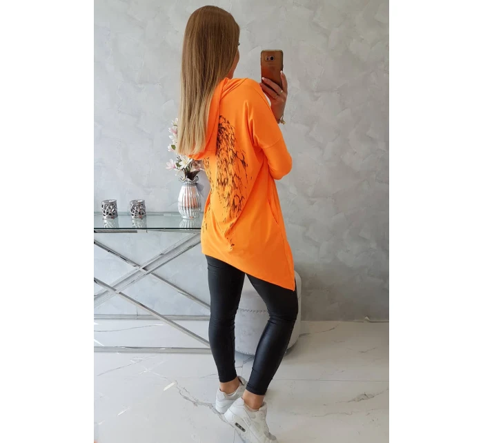 Mikina s potlačou krídiel oranžová neónová