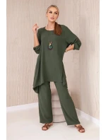 Súprava blúzka + nohavice s khaki príveskom