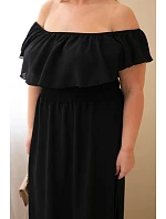 Dámské šaty Plus Size s volánkem a elastickým pasem černá